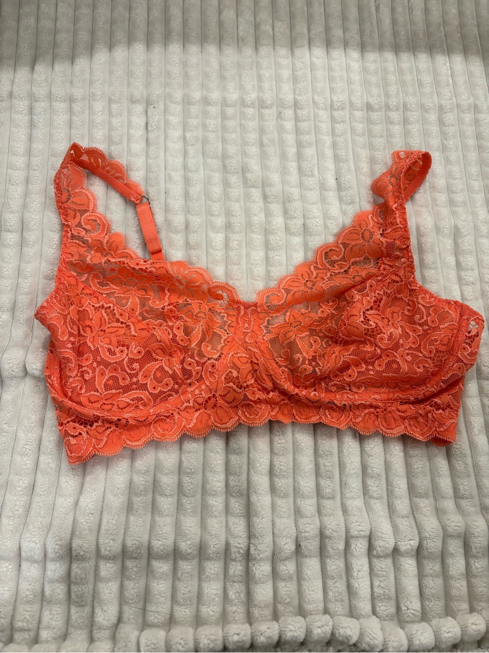 Hanro Vibrant Orange Lace Bralette with Scalloped Trim